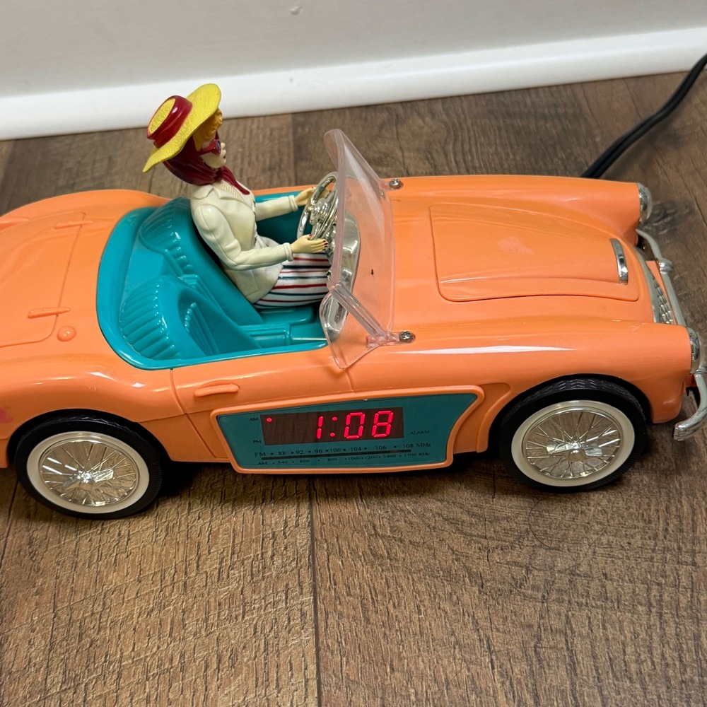 Telemania Barbie Clock Radio Convertible Car OS Peach